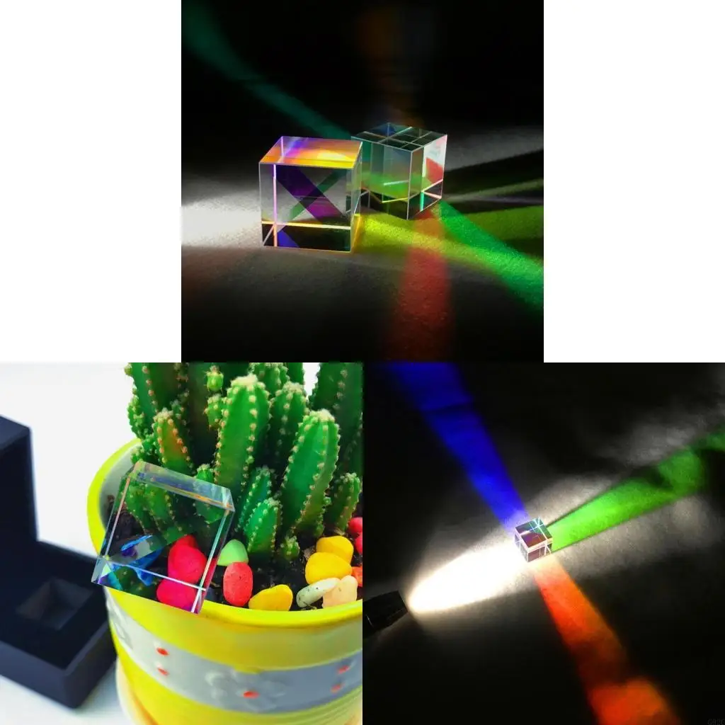 G92C Square Cube Prism Crystal Prism Optical Glass Six-Sided Physics Teach