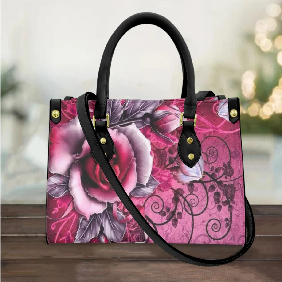 

FORUDESIGNS Women Handbag Vintage Floral Floral Print Tote Bags For Teen Girls Leather Elegant Messenger Bag Gift Party