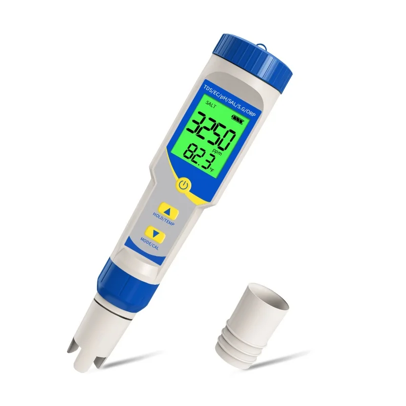 

YIERYI 7-in-1 Digital Pool Water Tester Pen PH/EC/TDS/Salinity/ORP/S.G./Temp Meter with Backlit for Swimming Pools,Aquariums&Spa