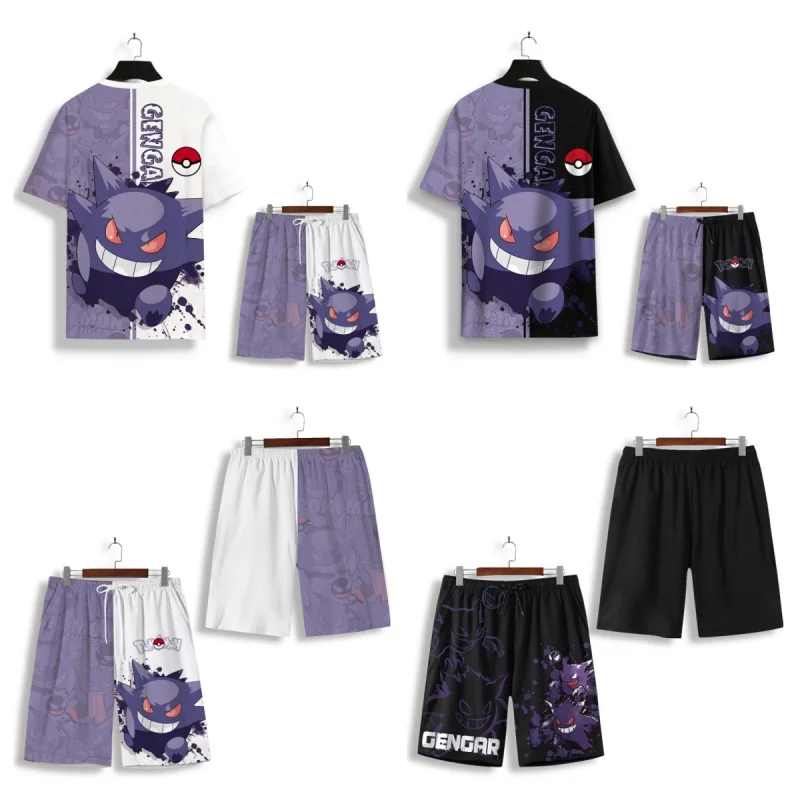 Hot Sale Japanese Anime Pokémon Shorts Men\'s Gengar Print Oversize Quarter Summer Thin Quick Drying Loose Fitting Beach Pants