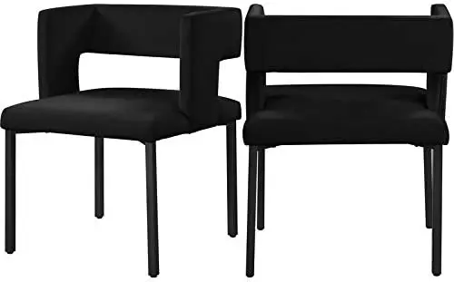 

Meridian Furniture Caleb Collection Modern | Contemporary Upholstered Dining Chair with Unique Squared Back and Sturdy Iron Legs