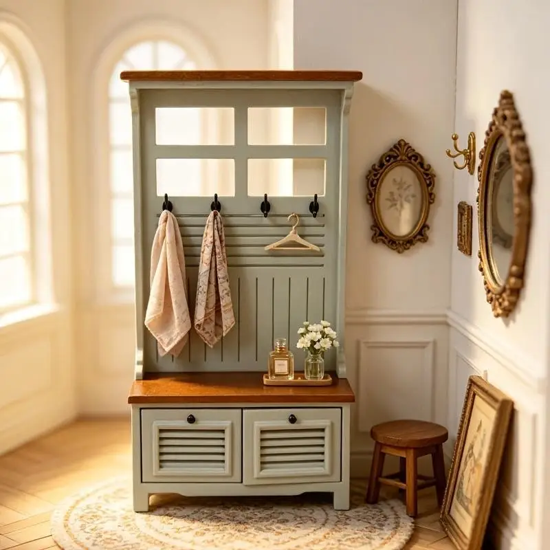 Dollhouse Miniature Scene Decoration Mini Furniture Cabinet Entryway Cabinet Doll Accessories Toy Photography Prop