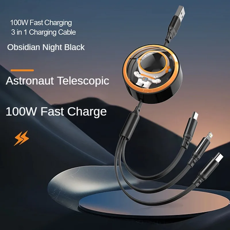 كابل بيانات شحن سريع للغاية 3 في 1 5A مناسب لهاتف iPhone Huawei Samsung Xiaomi OPPO كابل شحن تلسكوبي للهاتف المحمول