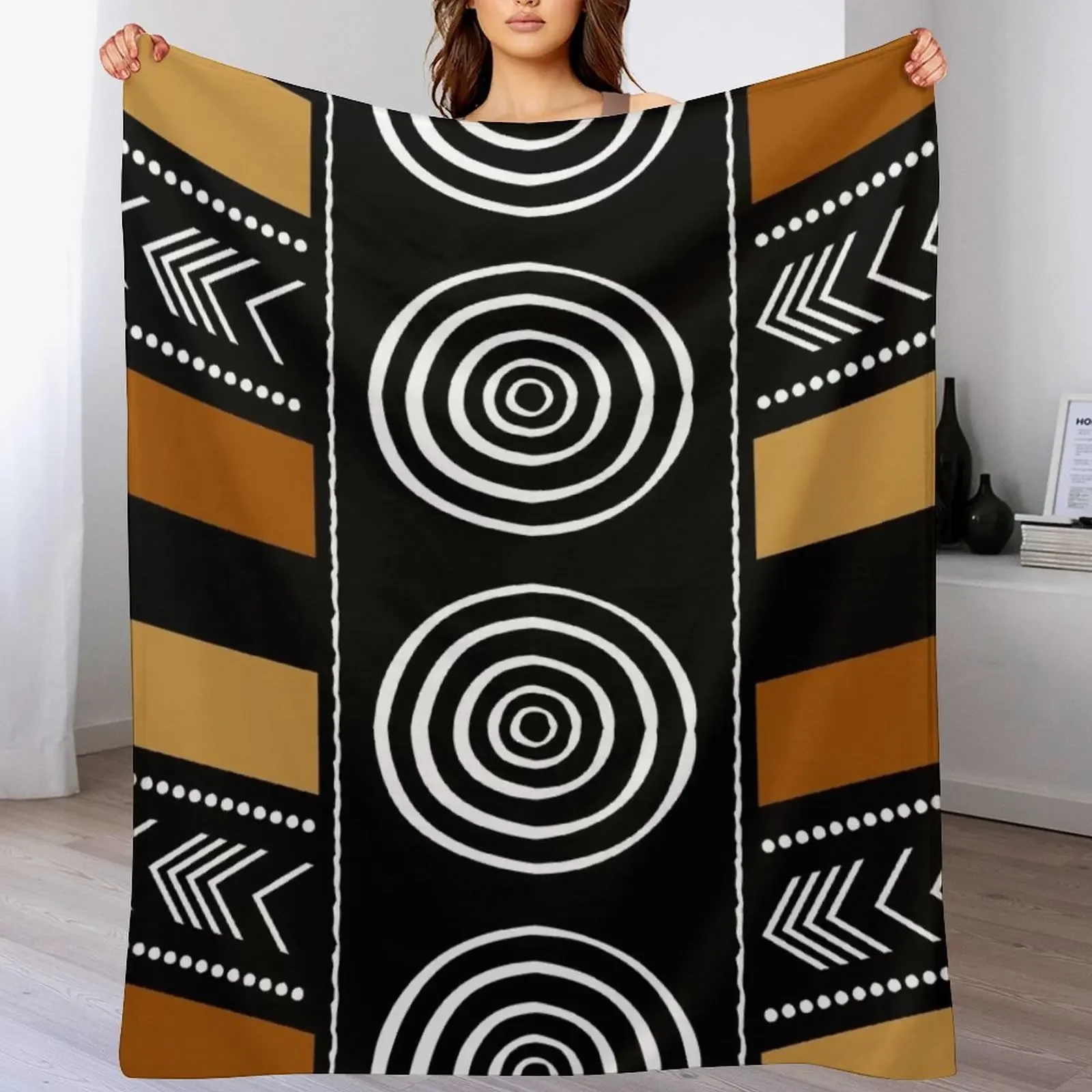 

African Mud Cloth Artwork Throw Blanket Bed Fashionable Soft Big Picnic Decorative Sofa Blankets