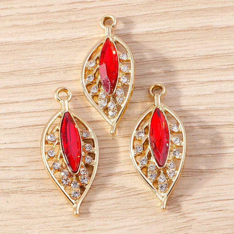 10 stücke 13x30mm Delicate Kristall Baum Blatt Charme für Schmuck Machen Frauen Mode Ohrringe Halsketten DIY armband Handwerk Geschenk – Detail 3