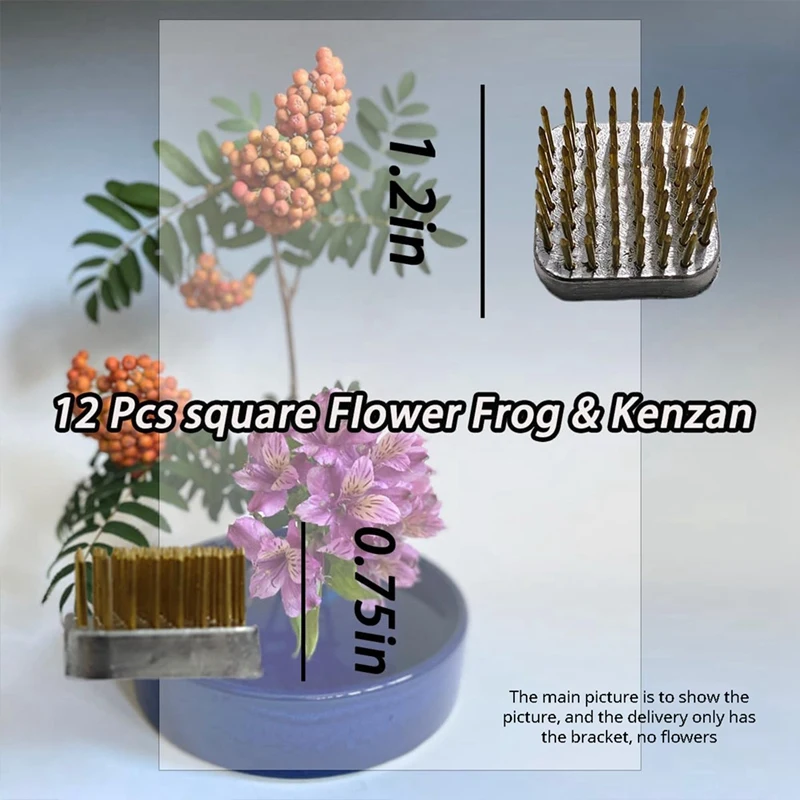 Imagem -06 - Flower Frog Titulares para Decorar Flores Japonês Kenzan Pin Conjunto de 12 1.2 Polegada Flores Quadradas