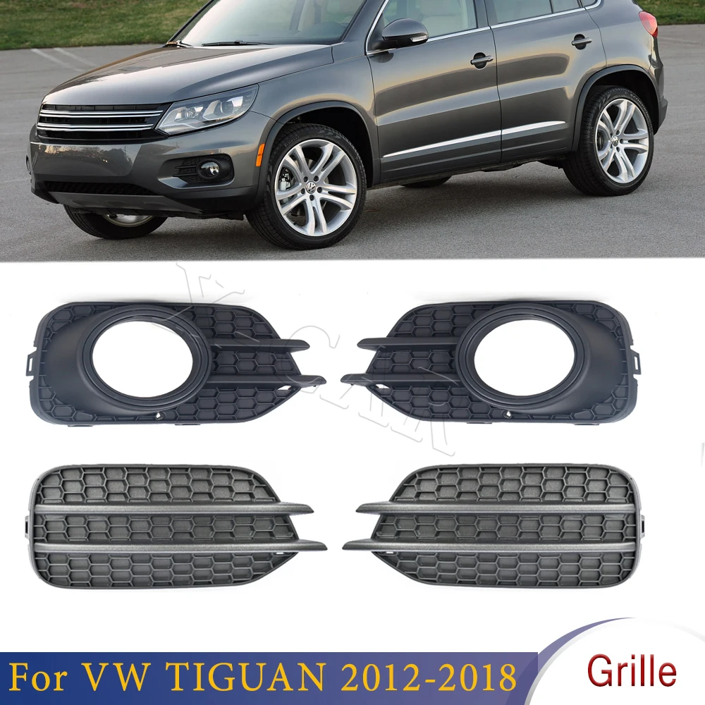 

Front Fog Light Cover Honeycomb Grille Left Right Grille For Car For VW TIGUAN 2012 2013 2014 2015-2018 5N0853665J 5N0853666J