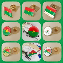 Burkina Faso Map Flag National Emblem Brooches Badges Lapel Pins