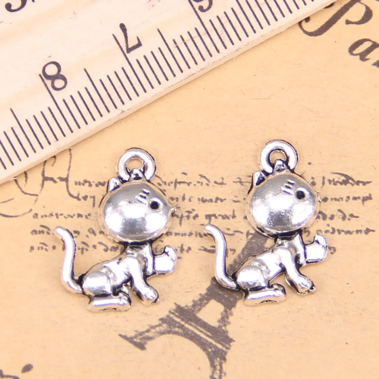 120pcs Jewelry Charms cat 21x15mm Antique Silver Plated Pendants Making DIY Handmade Tibetan Silver Jewelry