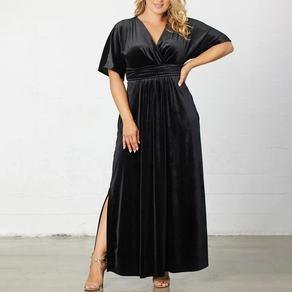 Plus Size długa sukienka dla kobiet 2024 letnie duże rozmiary czarne formalne cocas sukienka oversize elegancka kobieca szata przedsionka