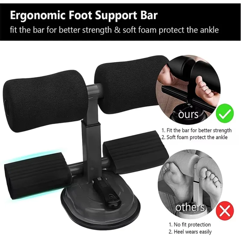 Multi-functional supine stand assistance device, portable self-priming adjustable rod for exercise and fitness crunches