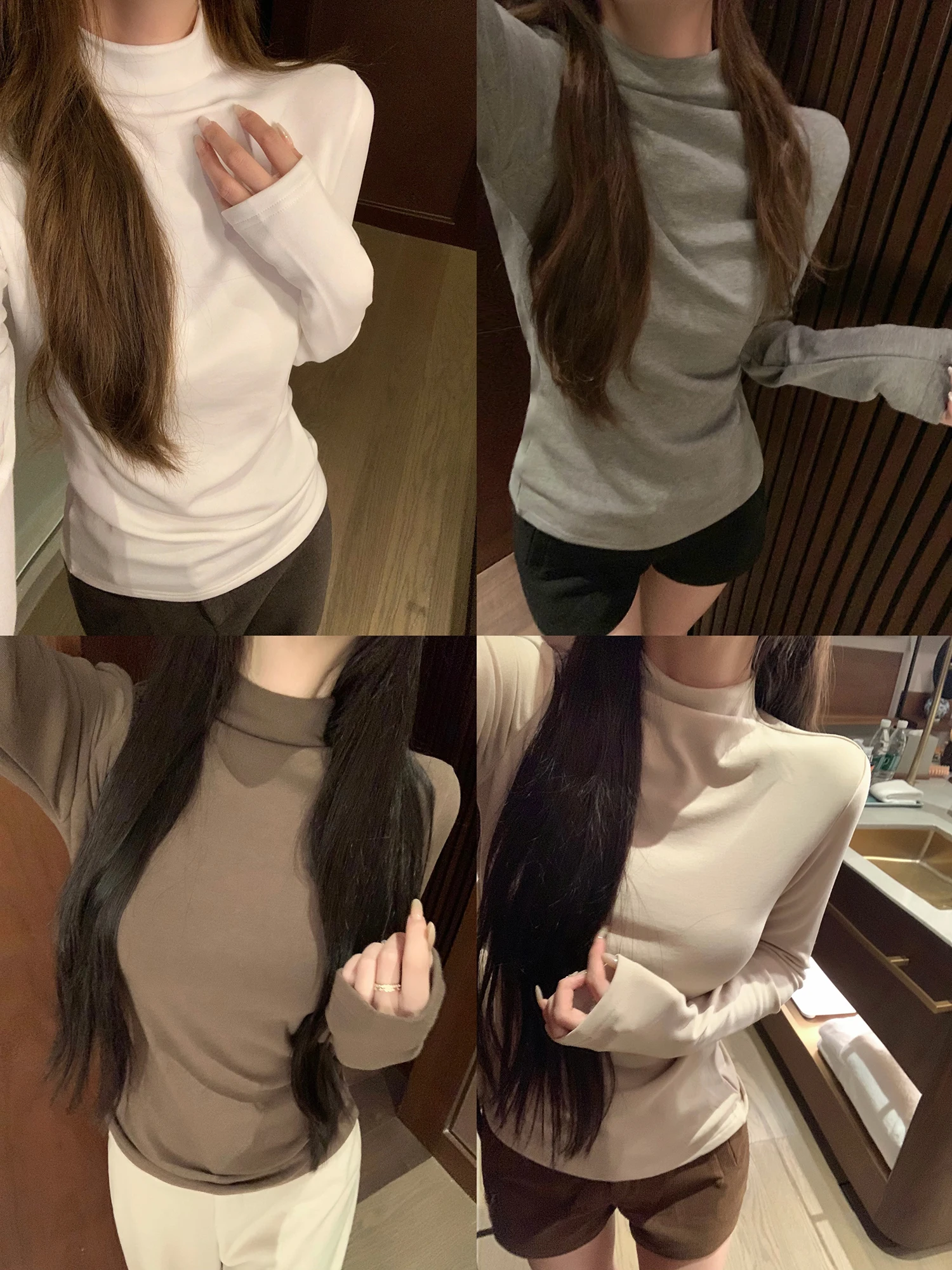 

Женская облегающая футболка NAYA CHAN с высоким воротником и длинным рукавом, из смесового полиэстера и спандекса