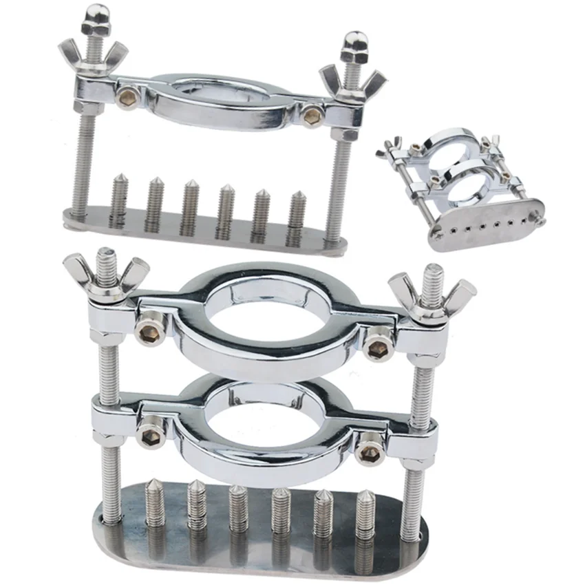 Stainless Steel Penis Testicle Balls Extruding Scrotum Pendant Metal Ball Press Stretchers Cock Lock Ring