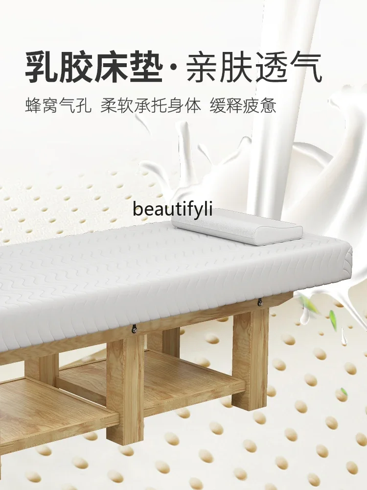 

smt03 Solid Wood Latex Facial Bed Traditional Chinese Medicine Tuina Therapy Physiotherapy Bed Body Ear Cleaning Bed Belt Hole
