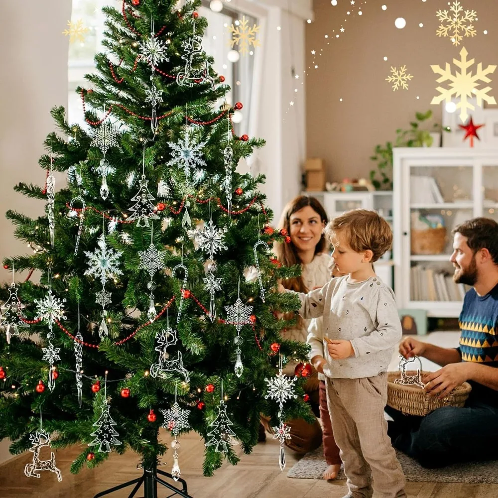 Ornement d'arbre de Noël créatif transparent, pendentif cône de glace, cadeaux de nouvel an, 18 pièces