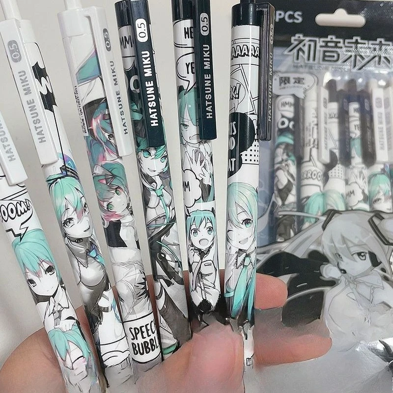 

Гелевая ручка Hatsune Miku, лимитированная серия, креативный дизайн, для студентов, для экзаменов, черные чернила, 0.5 мм, быстросохнущая, оптом