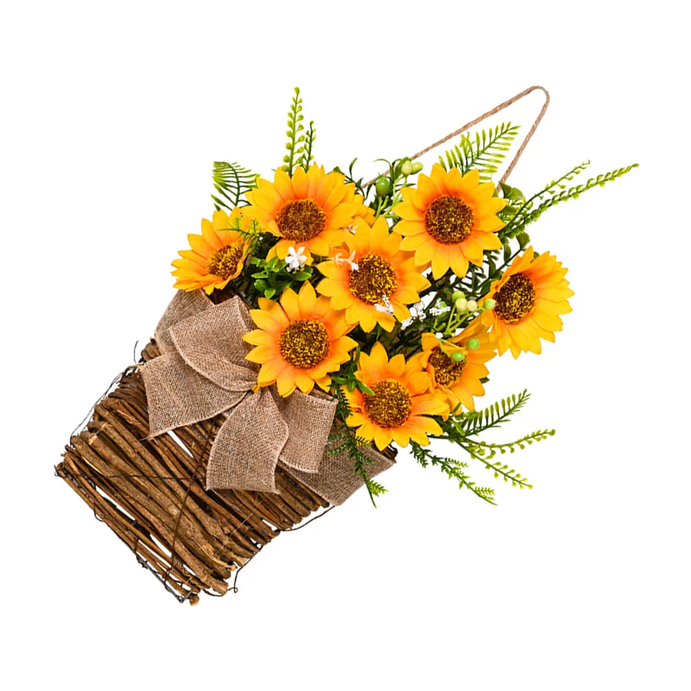 

Sunflower Basket Summer Door Wreath Wreaths for Front outside Spring Fall Decorations Home