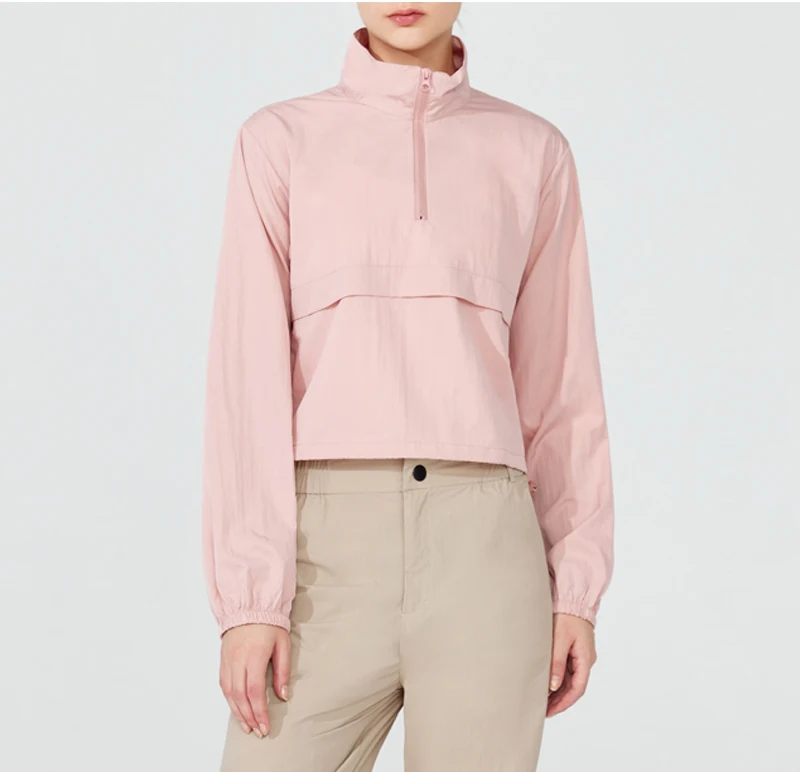 VITALINOVO Damen-Sportjacke, leichter Pullover mit Viertelreißverschluss, für Golf, Wandern, Laufen, Windjacke, UPF50+, wasserdichte Jacke – Detail 13