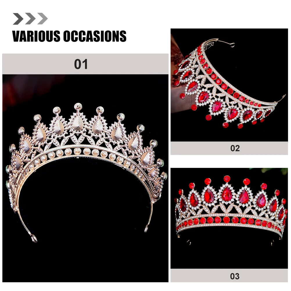 

Baroque Diamond Crown Rhinestone Tiaras Bridal Accessories Wedding Dress Prom Zinc Alloy Durability Lightweight
