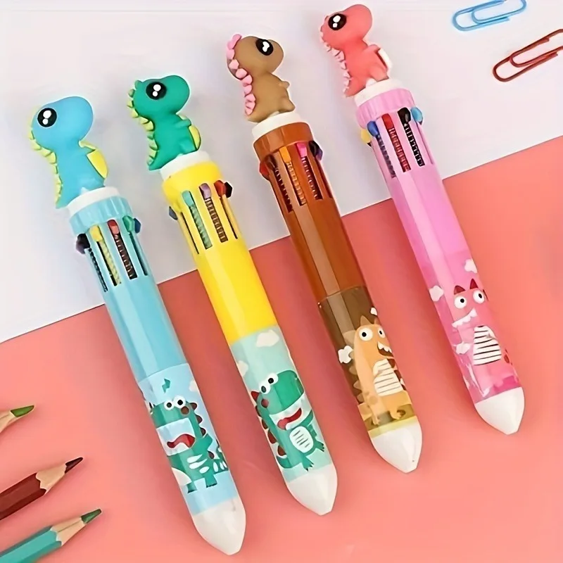 1pc Cute 10 color Dinosaur Gel Pen 0.5mm Multicolor Ballpoint Pens For Writing Cute Stationery Office School Supplies