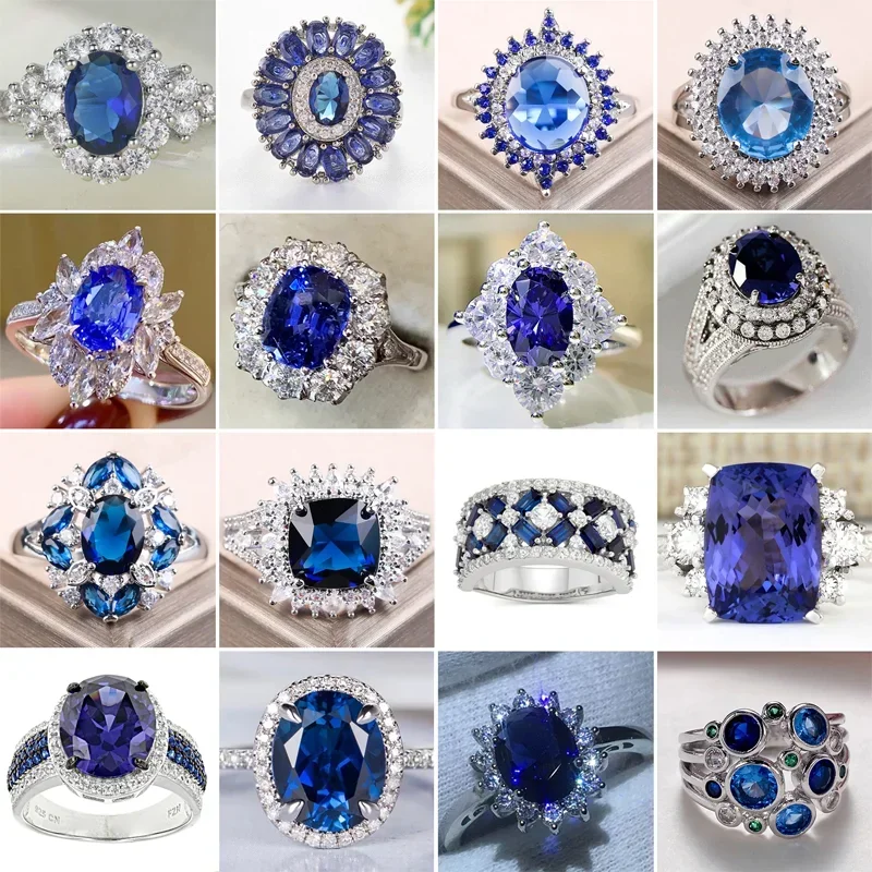 Elegant and Luxurious Dark Blue Zirconia Rings for Women Stylish and Classic Engagement/wedding Jewelry Anniversary Gift