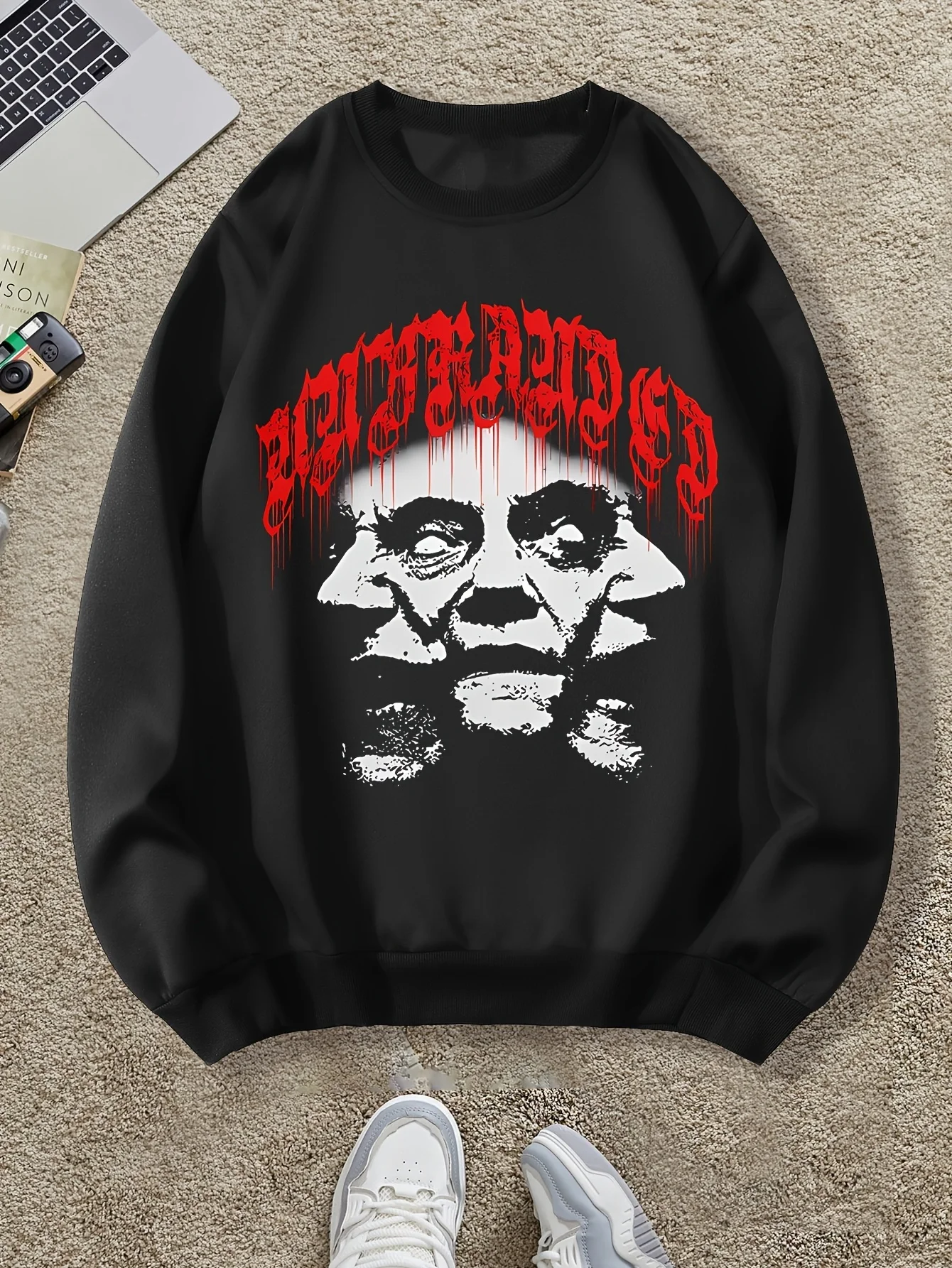 

Gothic Three Sided Magic Pattern Print Autumn and Winter Men's and Women's Long Sleeved Sportswear Sweatshirt Casual Loose