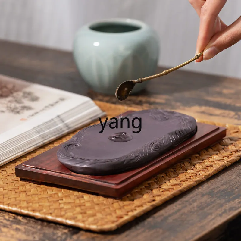 

LTT Study Four Treasures Brush Calligraphy Chinese Painting Ingot Blue and White Rough Stone Laokeng Duan Inkstone Gift Box