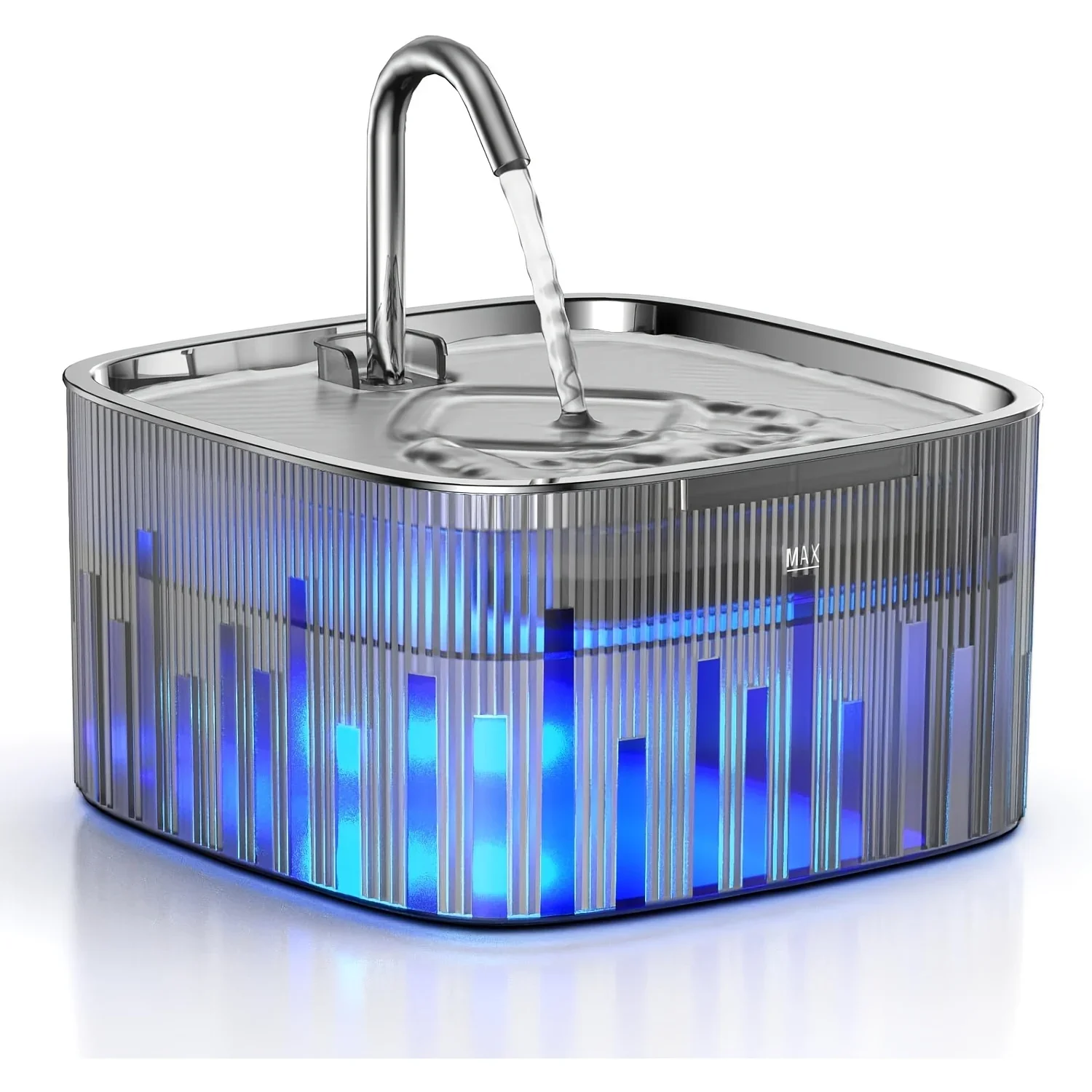

KEEHOME Automatic Cat Water Fountain with Stainless Steel Lid, 75oz/2.2L Automatic Cat Water Dispenser with Built-in LED Pump, Ultra