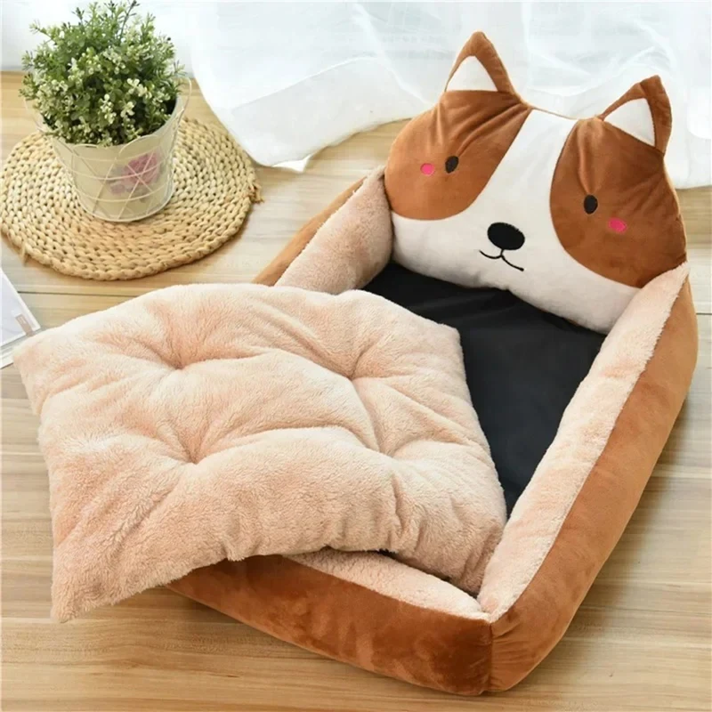 Cama cálida de invierno para perros, cama pequeña de dibujos animados, cama para perros, estera para perros, cama para gatos