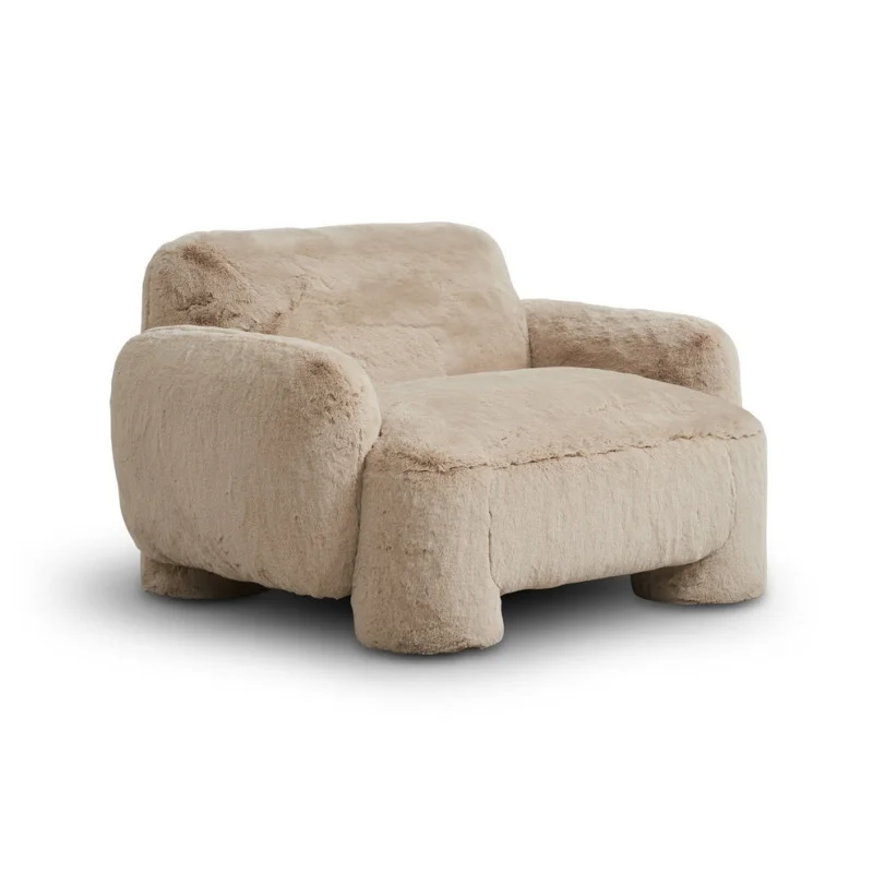 Handmade fur lounge chair, model living room armchair, suitable for families and apartments