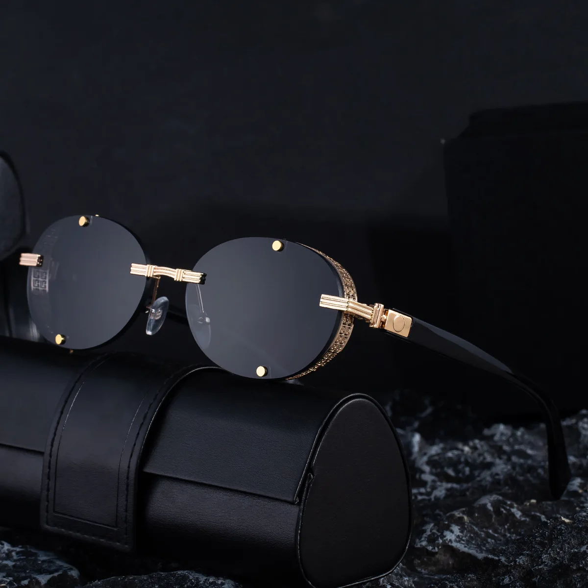 

2025 New Sunglasses for Women High-end Brand European and American Oval Frame Sunglasses Retro Punk Style Sun Protection Glasses