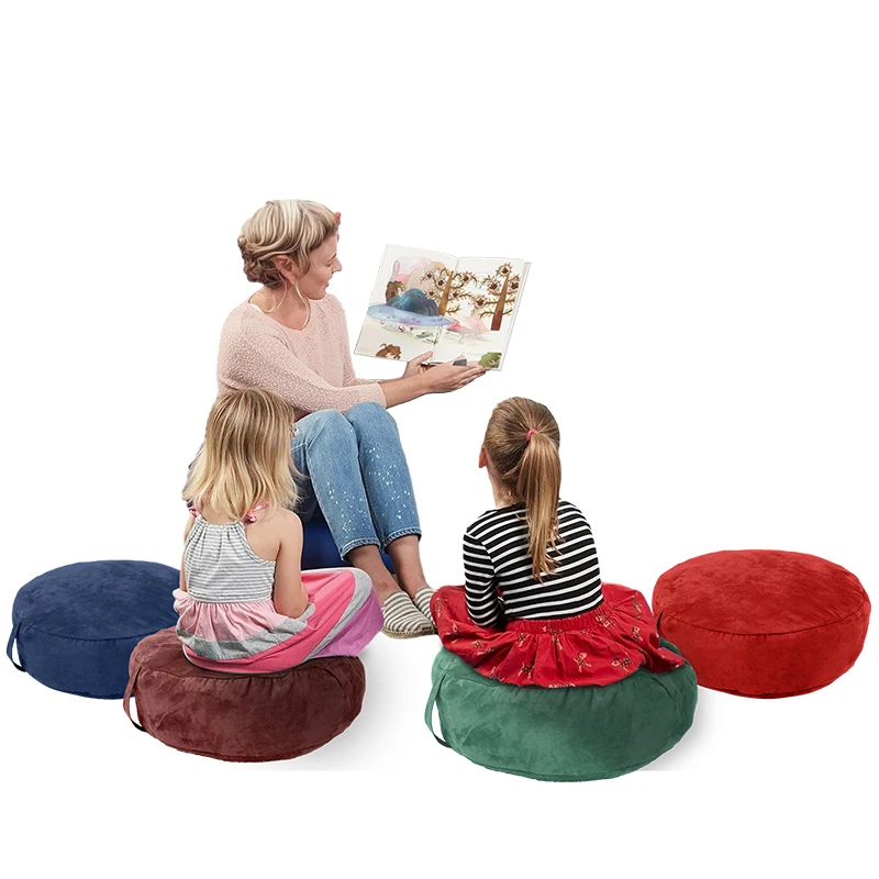 High quality toddler floor cushion pillow chair children seat cushion cute round seat cushion children suede portable seat