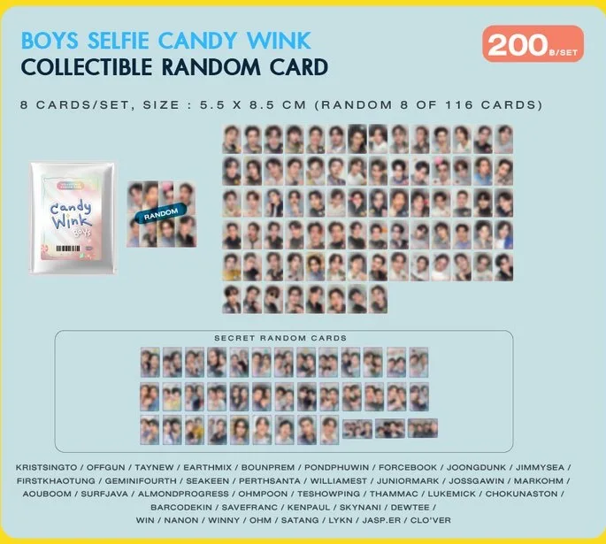 Official Gmmtv Pondphuwin Jimmy Sea Junior Mark Perthsanta Williamest Candy Wink Boys Collectible Random Card