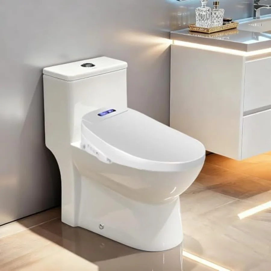 Electric Bidet Toilet Seat with Filtered Unlimited Warm Water 8 Wash Modes Spa Comfort Warm Air Dryer Heated Seat Self-Cleaning