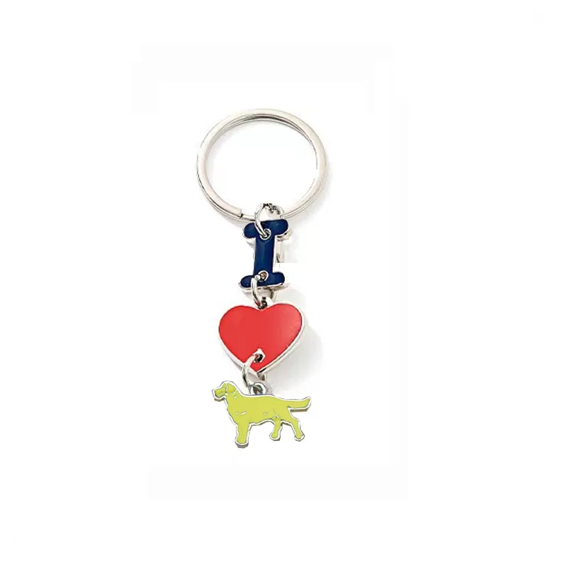 Pet Animal i love you Golden Retriever dog Keychain dog lover gifts Pendant pet Enamel Keyring Women men Bag Jewelry gifts