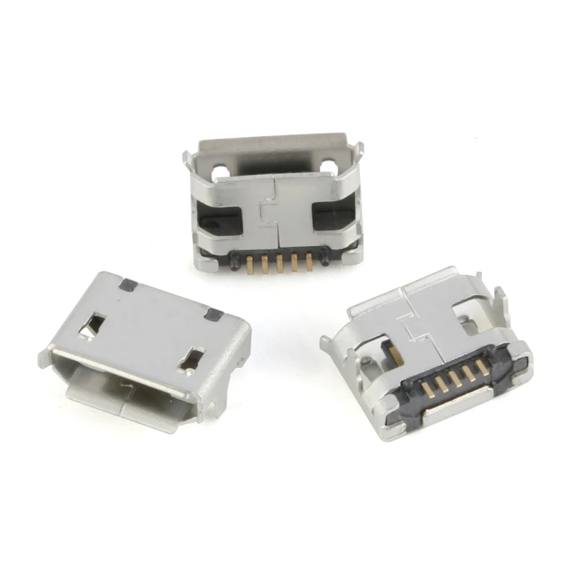 10PCS-USB 2.0 مايكرو 5 دبوس SMT المقبس موصل USB نوع B أنثى مع الثور القرن المكونات المستخدمة لعبة شحن نقل البيانات