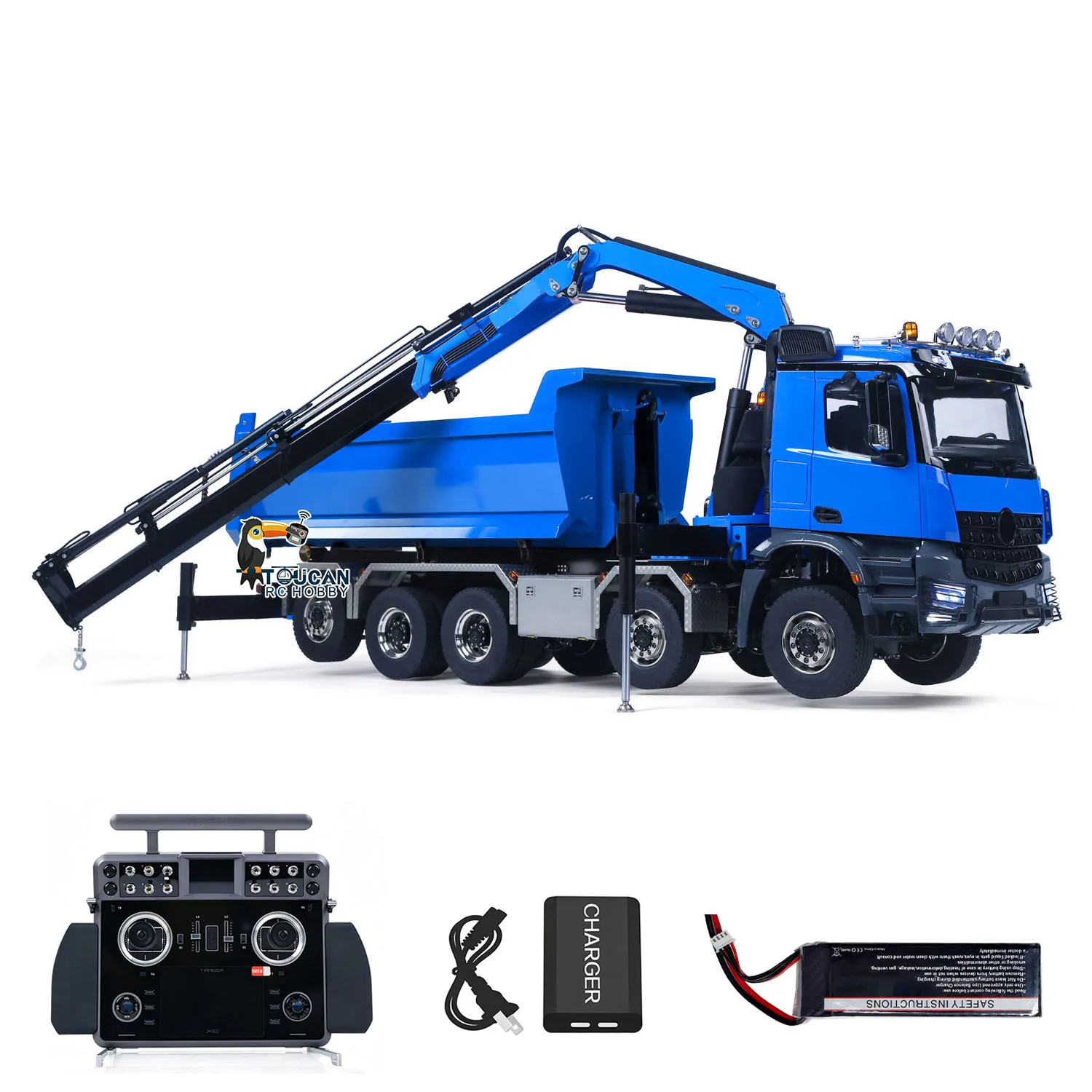 1/14 10x10 RC Hydraulic Crane Dumper Truck Full Dump Car Model 3-speed Gearbox Remote Control Tipper Vehicle Sound Machine Toys
