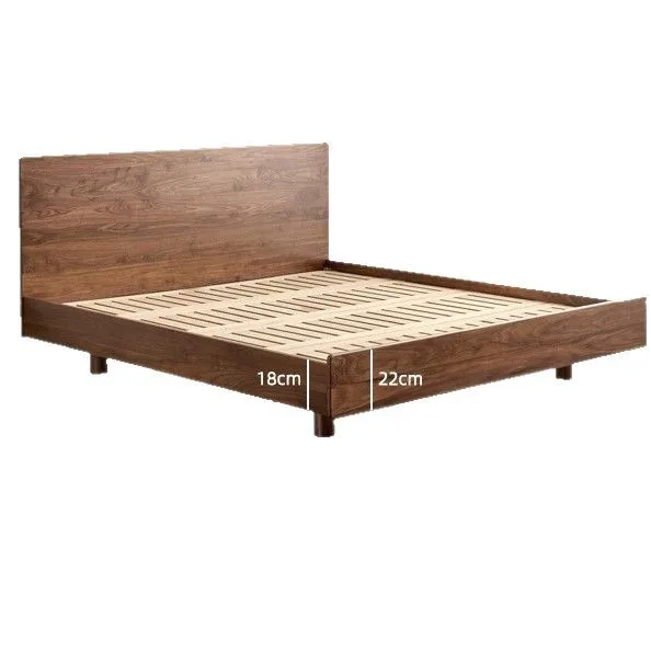 

North American black walnut bed solid wood suspension Nordic master bedroom modern double 1.5m 1.8m high backrest