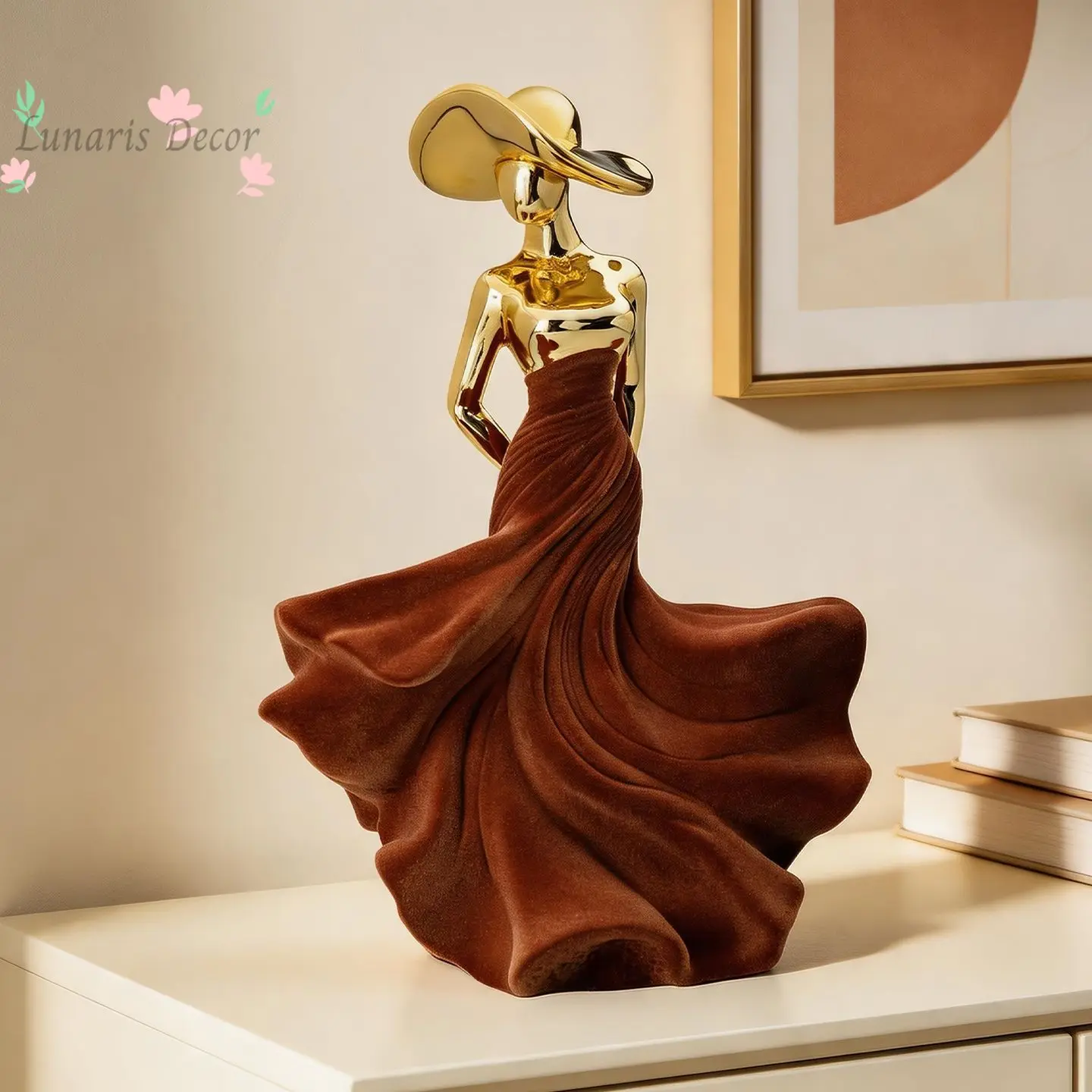 Hepburn Impression · Evening Wind Gold Gradient Flocking Ornament Characters Advanced Sense Living Room Entrance TV Cabinet Home