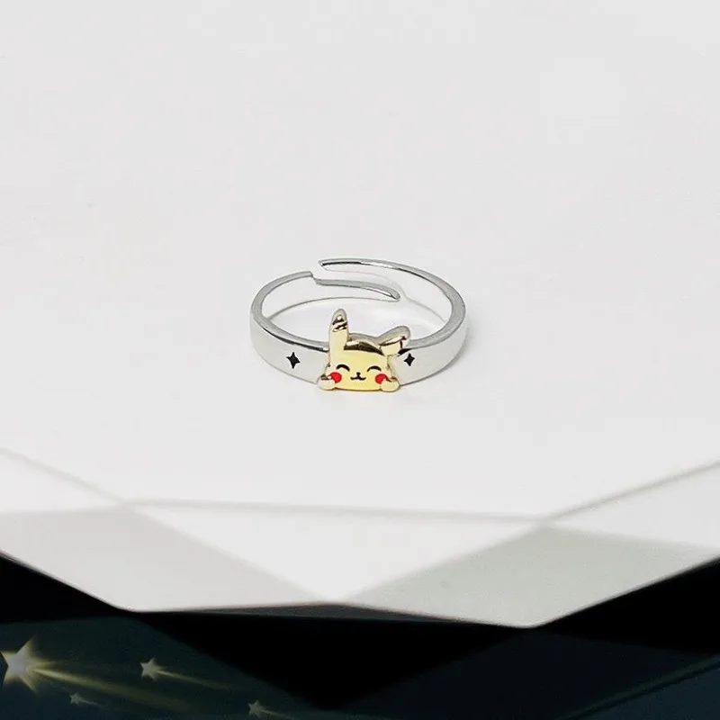 Pokemon Pikachu Rings Jewelry for Women Kawaii Finger Ring Decorations Adjustable Opening Ring Girls Accessories Birthday Gifts