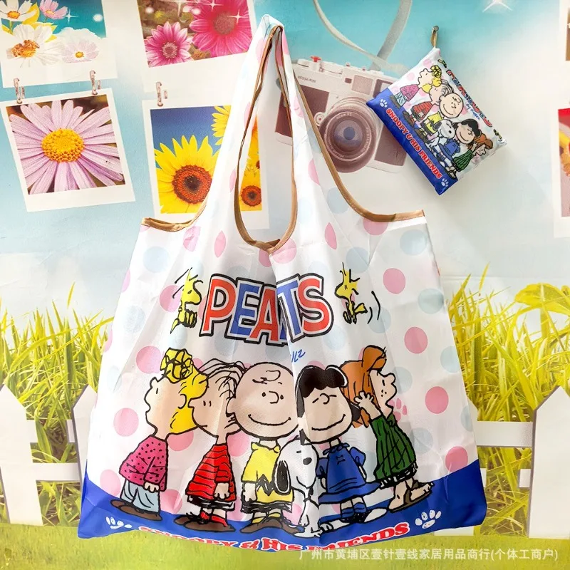 

Snoopy Oxford Shopping Tote Bag Foldable Eco Friendly Reusable Bag Portable Large Capacity Storage Handbag for Shopping Travel