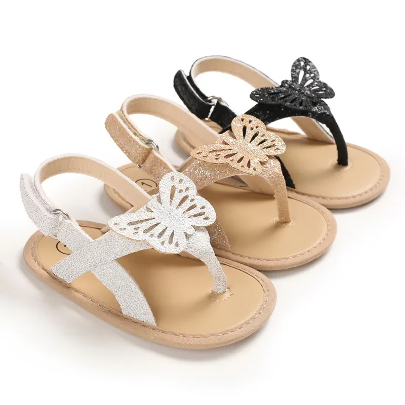 Chaussures d'été pour bébés filles et garçons, sandales papillon scintillantes, à la mode, 0 à 18 mois