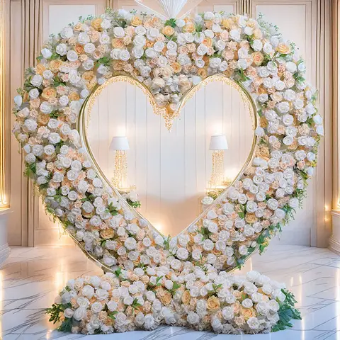 2M Szampanowa Hortensja Róża w Kształcie Serca Sztuczny Kwiat Romantyczny Zaręczyny Dekoracja Łuk Ślubny Kompozycja Kwiatowa