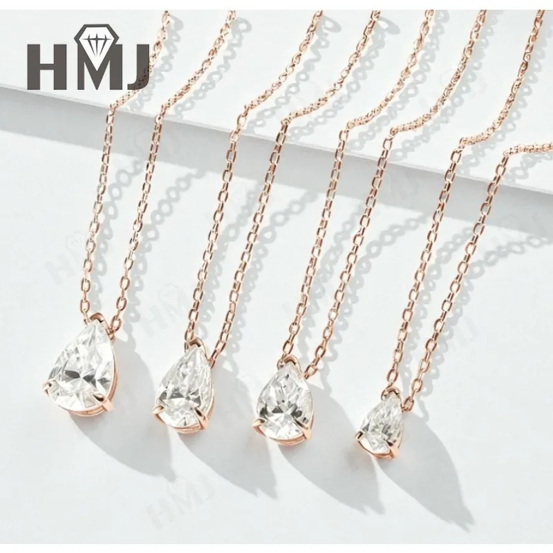 Moissanit-Halskette mit 1/2/3/4 Karat D-Farbe Birnenförmiger Moissanit S925 Vergoldete Kette in Weiß, Gelb oder Roségold für Damen, Verlobung, Alltag und Charme – Detail 21
