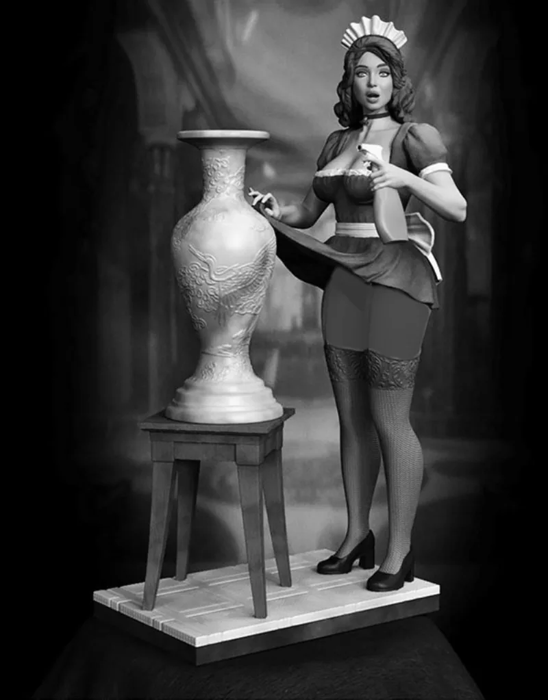Harzfigur im Maßstab 1:24, zusammengebautes Modellbausatz, wunderschöne Hot Maid Hobby-Miniaturstatue, unmontiert und unbemalt