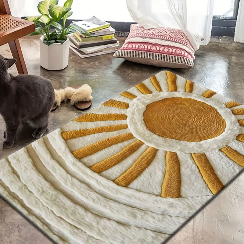Warm Sunny Texture Vibrant Pattern Non-Slip Floor Mat Absorbent Washable Decorative Area Rug for Living Room Bedroom Bathroom