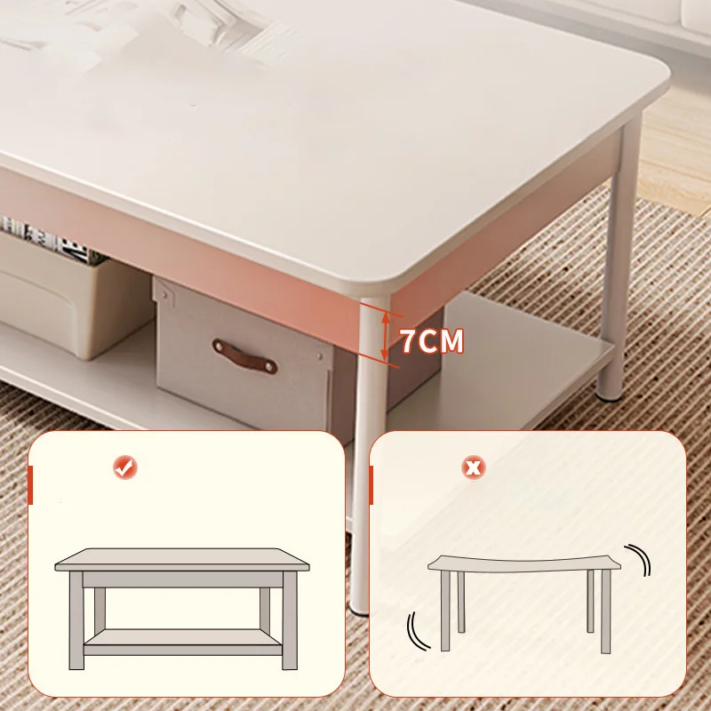 Simple Coffee Table Nordic Double Layer Tea Table Sofa Side Table Living Room Bedroom Balcony Furniture Storage Corner Table