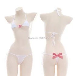 Japanese Cute Micro Bikini Mini Bra and Panty Set Underwear Women Girls Erotic Kawaii Ddlg Lingerie Anime Cow Cosplay Outfit New