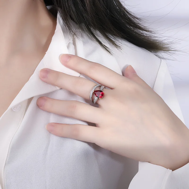 S925 Silver Engagement Colorful Treasure Advanced Texture Creative Horse Eye 8 * 12 Diamond Ring Wholesale for Women's Jewelry