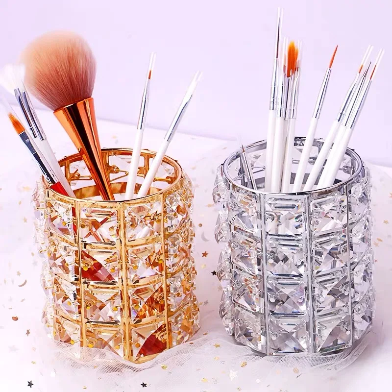 Palace Style Crystal Makeup Brush Storage Bucket Makeup Tool Storage Container Jewelry Storages Box Nail Tool Storages Rack